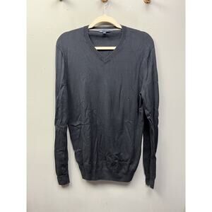 Gap Sweater Mens Size Medium‎ Tall V Neck Dark Blue Pima Cotton Casual Golf